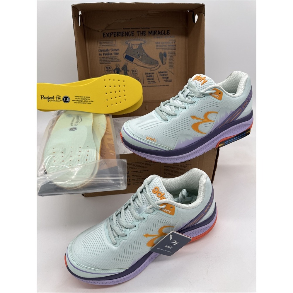 Gravity Defyer Women's GDEFY Mighty Walk Athletic Shoes Mint Purple- US 7.5 New